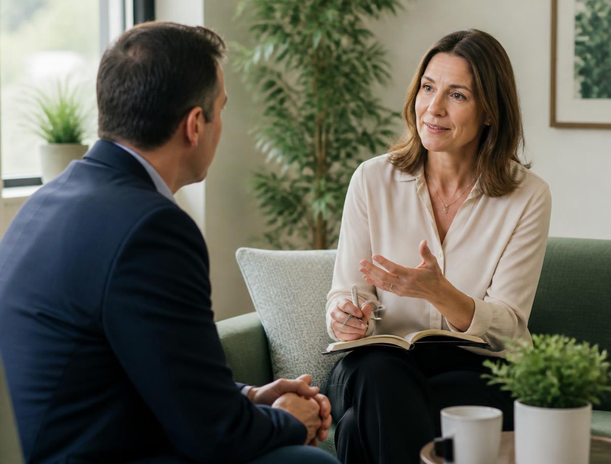 Sesión de coaching entre una coach y un ejecutivo